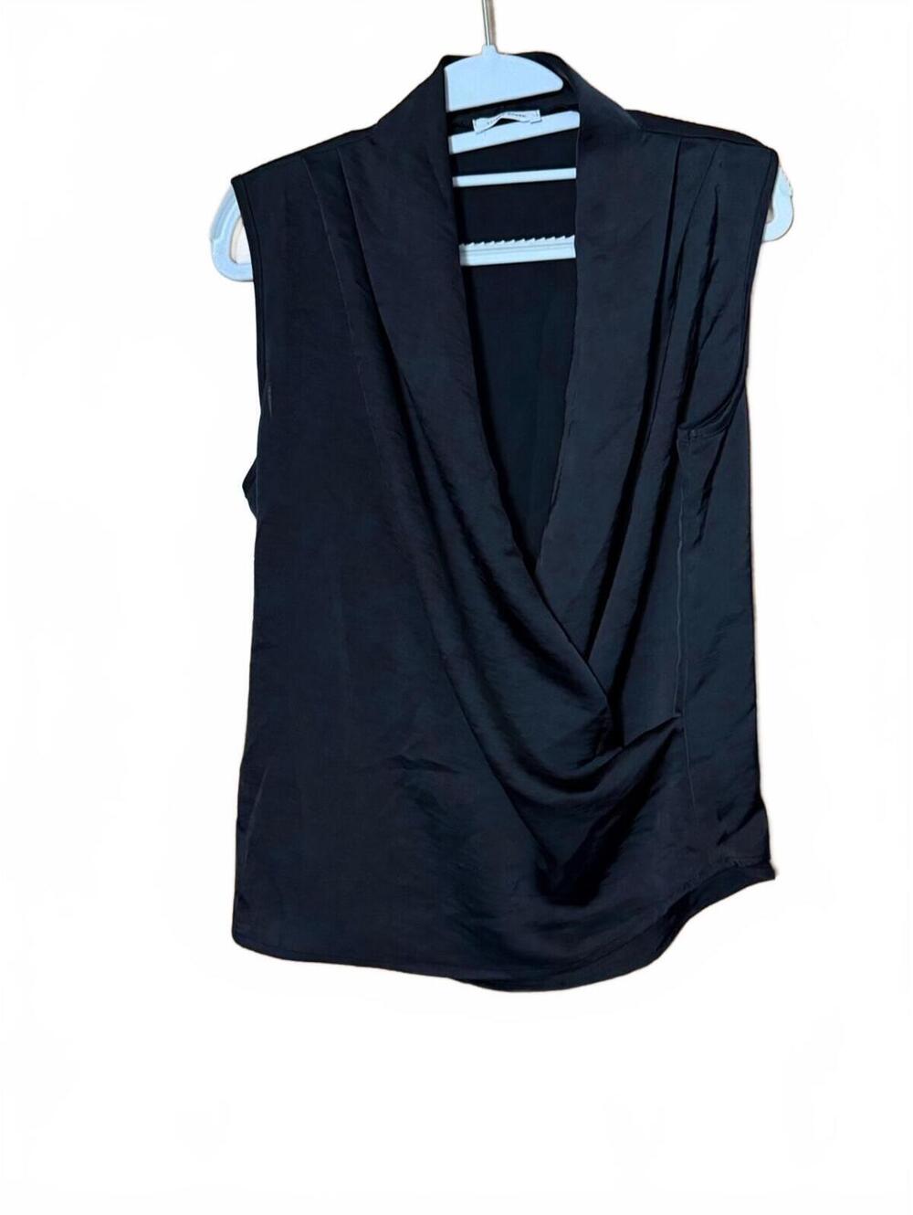 Triple 7 Black Draped V-Neck Sleeveless Camisole